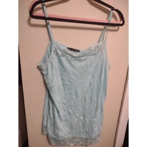 VTG Lace Trim Cami 2X Festival Preppy Fairycore Casual Y2K Indie Sleaze Crinkle